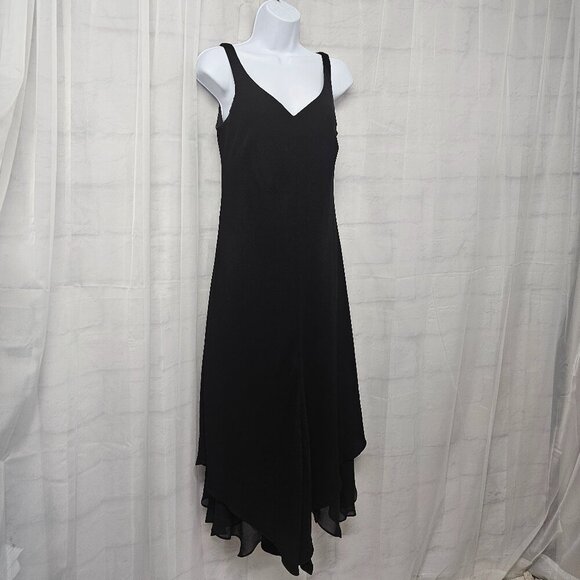 Vintage Evan Picone Black Sleeveless Evening Maxi Dress Shift Minimalist 10 - Picture 4 of 9